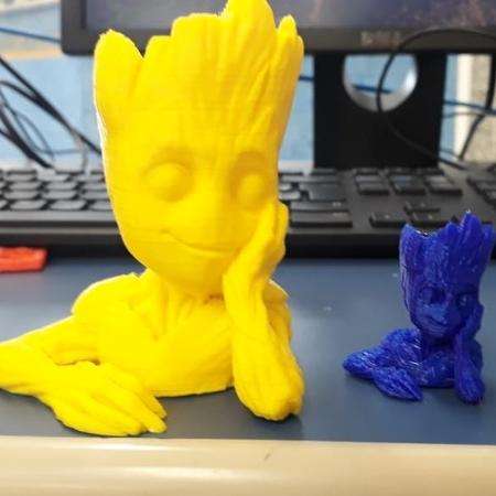 Exemplo de objeto impresso em 3D: o boneco Groot, personagem de histórias em quadrinhos. Imagem: Arquivo pessoal